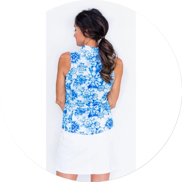 2x 👯♀️Host Pick⚡️AmySport FrontlineSleevelessTop- Blue TieDye - Picture 3 of 11